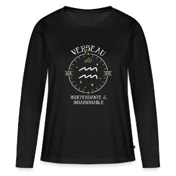 Du signe du Verseau - Indépendante - insaisissable - T-shirt manches longues Premium bio Femme - noir - Devant - Julia (174cm)