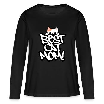 Best Cat mom - Frauen Premium Bio Langarmshirt - Schwarz - Vorne - Julia (174cm)