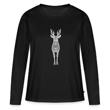 Silhouette d’animal géométrique - T-shirt manches longues Premium bio Femme - noir - Devant - Julia (174cm)