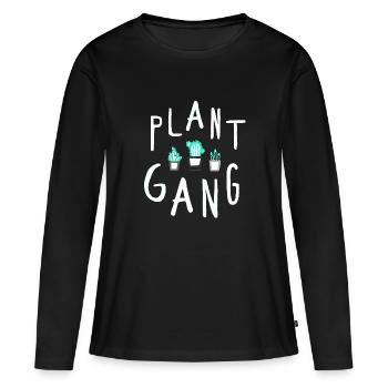 Matériel végétal - T-shirt manches longues Premium bio Femme - noir - Devant - Julia (174cm)