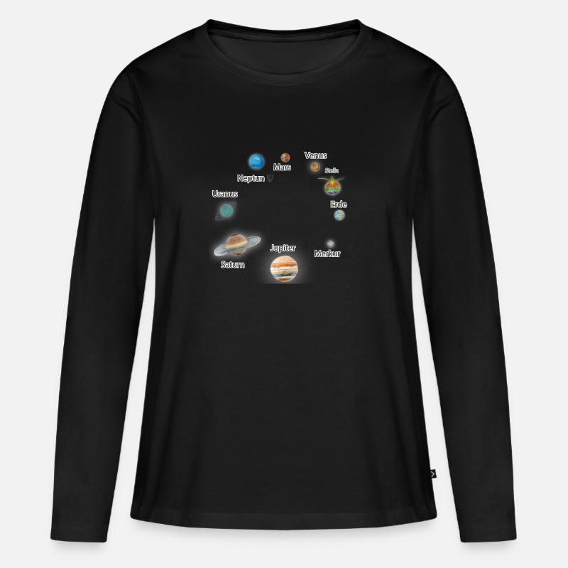 Sonnensystem - Frauen Premium Bio Langarmshirt - Schwarz