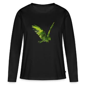 Forêt tropicale perroquet - T-shirt manches longues Premium bio Femme - noir - Devant - Julia (174cm)