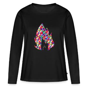 flamme - T-shirt manches longues Premium bio Femme - noir - Devant - Julia (174cm)