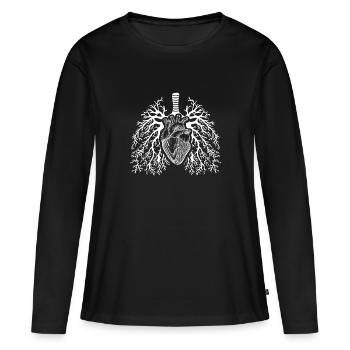 Coeur et poumons - T-shirt manches longues Premium bio Femme - noir - Devant - Julia (174cm)