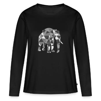 Elephant polygone - T-shirt manches longues Premium bio Femme - noir - Devant - Julia (174cm)