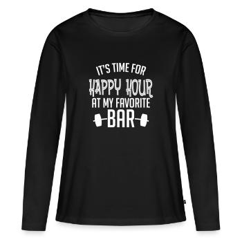it's time for happy hour at my favorite bar B 1c - Frauen Premium Bio Langarmshirt - Schwarz - Vorne - Julia (174cm)