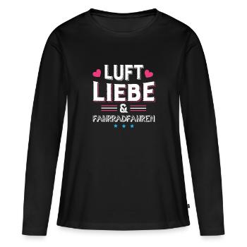 Luft Liebe & Fahrradfahren - Frauen Premium Bio Langarmshirt - Schwarz - Vorne - Julia (174cm)