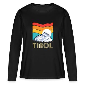 Tirol Retro Berge - Frauen Premium Bio Langarmshirt - Schwarz - Vorne - Julia (174cm)