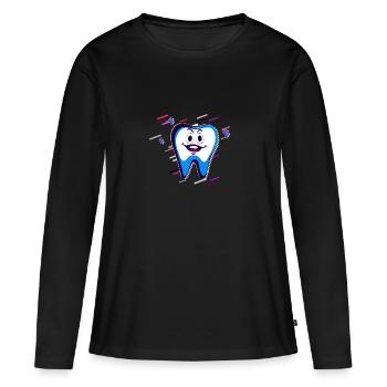 Tooth calcified 80's Retro Violet - Women's Premium Organic Long Sleeve Shirt - black - Front - Julia (174cm)
