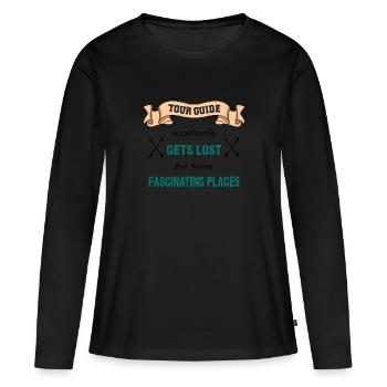 funny shirt tour guide - tour guide - travel - Women's Premium Organic Long Sleeve Shirt - black - Front - Julia (174cm)