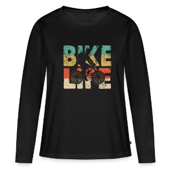 Faire du vélo - T-shirt manches longues Premium bio Femme - noir - Devant - Julia (174cm)