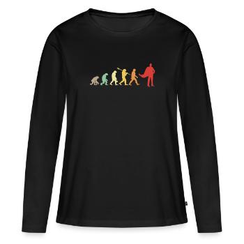 Évolution Darwin pour les Supermans 🦸‍♂️ - T-shirt manches longues Premium bio Femme - noir - Devant - Julia (174cm)