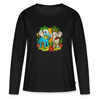 Two cute elephants - Women's Premium Organic Long Sleeve Shirt - black - Front - Julia (174cm)