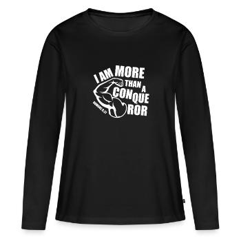 Mehr als ein Eroberer - Frauen Premium Bio Langarmshirt - Schwarz - Vorne - Julia (174cm)