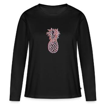 Ananas Ananas - T-shirt manches longues Premium bio Femme - noir - Devant - Julia (174cm)