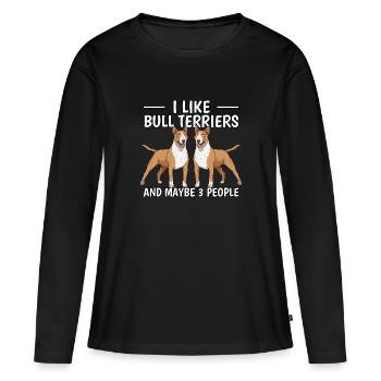Bullterrier I Like Bull Terriers - T-shirt manches longues Premium bio Femme - noir - Devant - Julia (174cm)