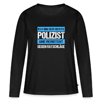 Policier résistant - T-shirt manches longues Premium bio Femme - noir - Devant - Julia (174cm)