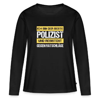 Policier résistant - T-shirt manches longues Premium bio Femme - noir - Devant - Julia (174cm)