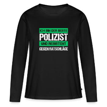 Policier résistant - T-shirt manches longues Premium bio Femme - noir - Devant - Julia (174cm)
