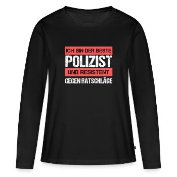 Policier résistant - T-shirt manches longues Premium bio Femme - noir - Devant - Julia (174cm)