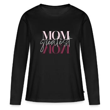 Greatest Mom rosarot - Frauen Premium Bio Langarmshirt - Schwarz - Vorne - Julia (174cm)