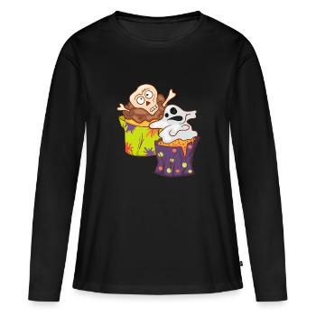 Halloween cupcake muffin cake baking sweets - Women's Premium Organic Long Sleeve Shirt - black - Front - Julia (174cm)