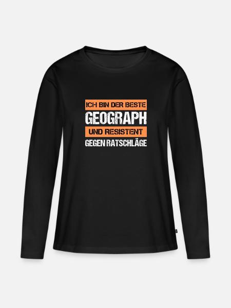 Resistenter Geograph - Frauen Premium Bio Langarmshirt - Schwarz