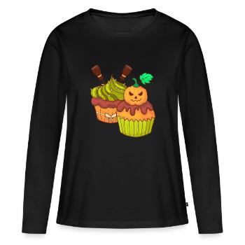 halloween cupcake muffin cake baking sweets - Women's Premium Organic Long Sleeve Shirt - black - Front - Julia (174cm)