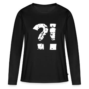 Point d’interrogation point d’exclamation style comique. - T-shirt manches longues Premium bio Femme - noir - Devant - Julia (174cm)