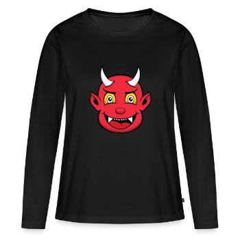 LITTLE DEVIL - T-shirt manches longues Premium bio Femme - noir - Devant - Julia (174cm)