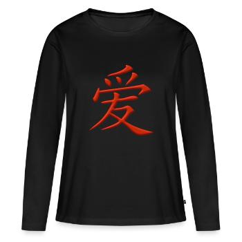 Amour caractère chinois - T-shirt manches longues Premium bio Femme - noir - Devant - Julia (174cm)