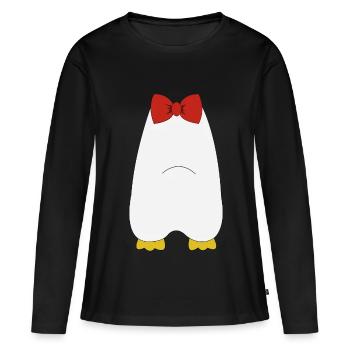 Halloween Kostüm Pinguin Tuxedo Geschenk JGA frack - Frauen Premium Bio Langarmshirt - Schwarz - Vorne - Julia (174cm)