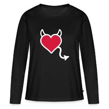 Diable diable coeur - T-shirt manches longues Premium bio Femme - noir - Devant - Julia (174cm)