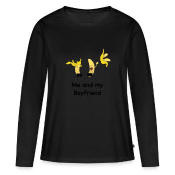 Banane / Banane - Moi et mon copain - T-shirt manches longues Premium bio Femme - noir - Devant - Julia (174cm)