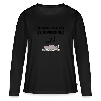 je ne ronfle pas je ronronne cadeau humour drôle - T-shirt manches longues Premium bio Femme - noir - Devant - Julia (174cm)