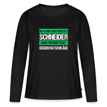Cutter résistant - T-shirt manches longues Premium bio Femme - noir - Devant - Julia (174cm)