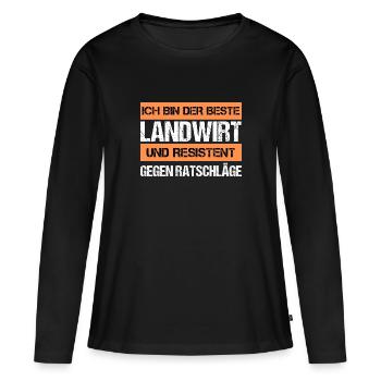 Agriculteur résistant - T-shirt manches longues Premium bio Femme - noir - Devant - Julia (174cm)