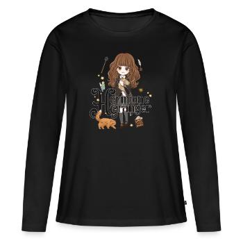 Harry Potter Hermine Granger - Frauen Premium Bio Langarmshirt - Schwarz - Vorne - Julia (174cm)