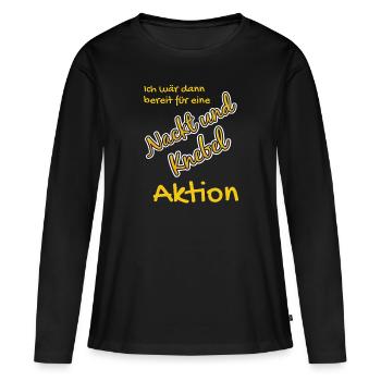 Nackt und Knebel Aktion - Frauen Premium Bio Langarmshirt - Schwarz - Vorne - Julia (174cm)