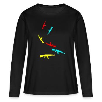 Icône de fusil - T-shirt manches longues Premium bio Femme - noir - Devant - Julia (174cm)