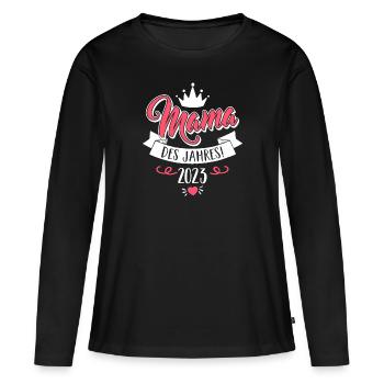 Mama des Jahres 2023 Liebe Kind Muttertag Geschenk - Frauen Premium Bio Langarmshirt - Schwarz - Vorne - Julia (174cm)