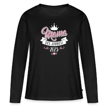 Mama des Jahres 2023 Muttertag Geschenk - Frauen Premium Bio Langarmshirt - Schwarz - Vorne - Julia (174cm)