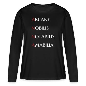 Anna - Frauen Premium Bio Langarmshirt - Schwarz - Vorne - Julia (174cm)