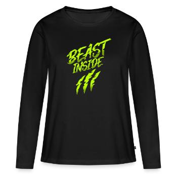BEAST INSIDE - Frauen Premium Bio Langarmshirt - Schwarz - Vorne - Julia (174cm)