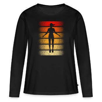 Vintage Jump Rope Enthusiast - Workout Lover Gym - Women's Premium Organic Long Sleeve Shirt - black - Front - Julia (174cm)