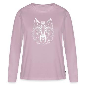 Loup - T-shirt manches longues Premium bio Femme - rose poudré - Devant - Julia (174cm)