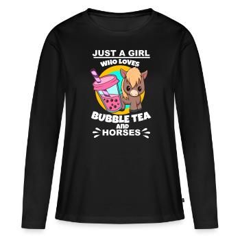 Bubble Tea Bubble Tea Girl Cadeau - T-shirt manches longues Premium bio Femme - noir - Devant - Julia (174cm)