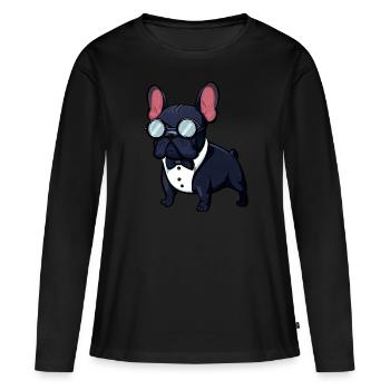 French Bulldog The Gangster - Women's Premium Organic Long Sleeve Shirt - black - Front - Julia (174cm)