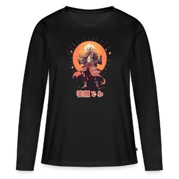 Happy Samurai 1 - T-shirt manches longues Premium bio Femme - noir - Devant - Julia (174cm)
