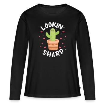 Lookin' sharp cactus - Women's Premium Organic Long Sleeve Shirt - black - Front - Julia (174cm)
